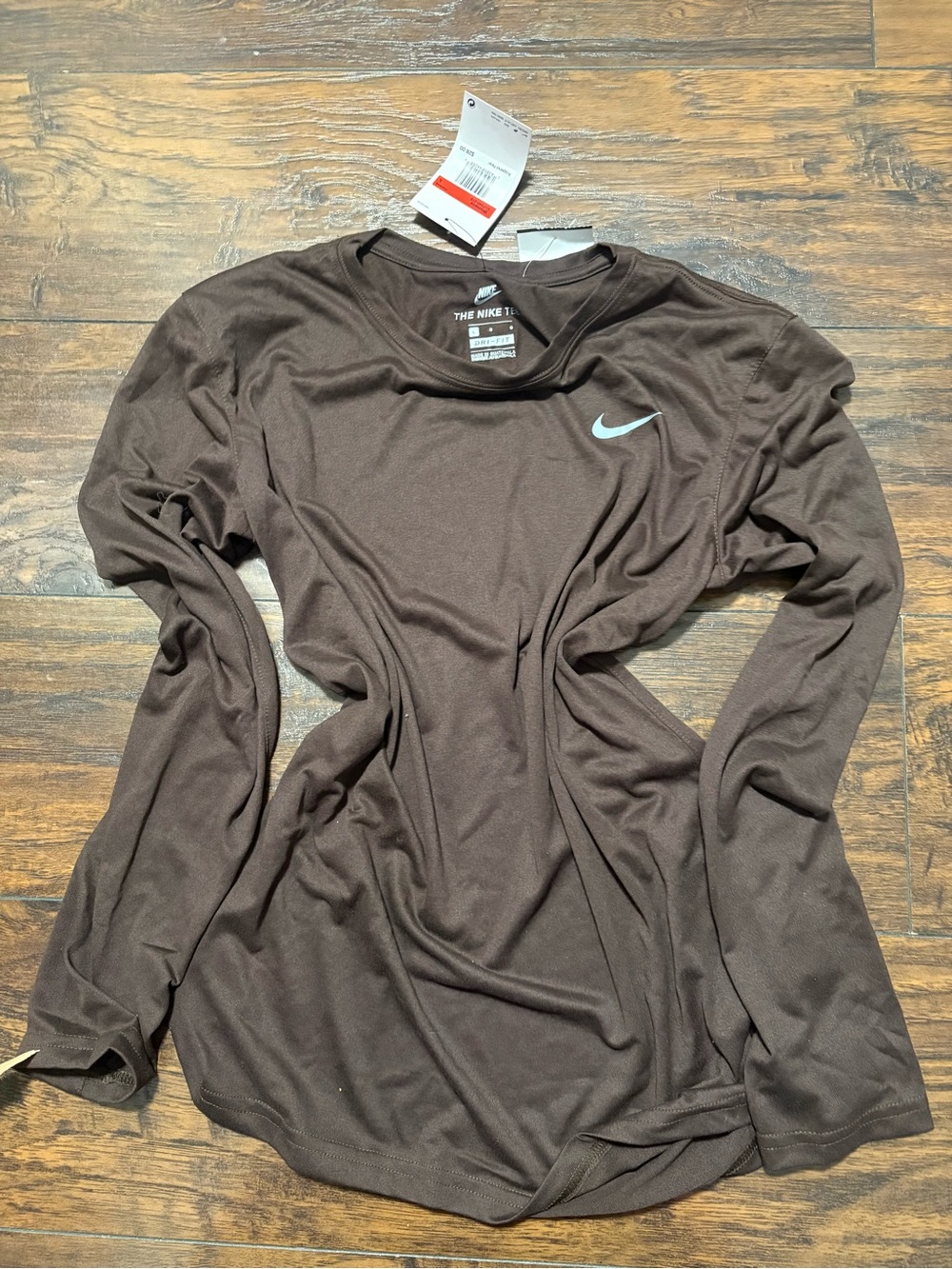 Nike Women’s Long-Sleeve Performance Top — Brown with Light Blue Swoosh